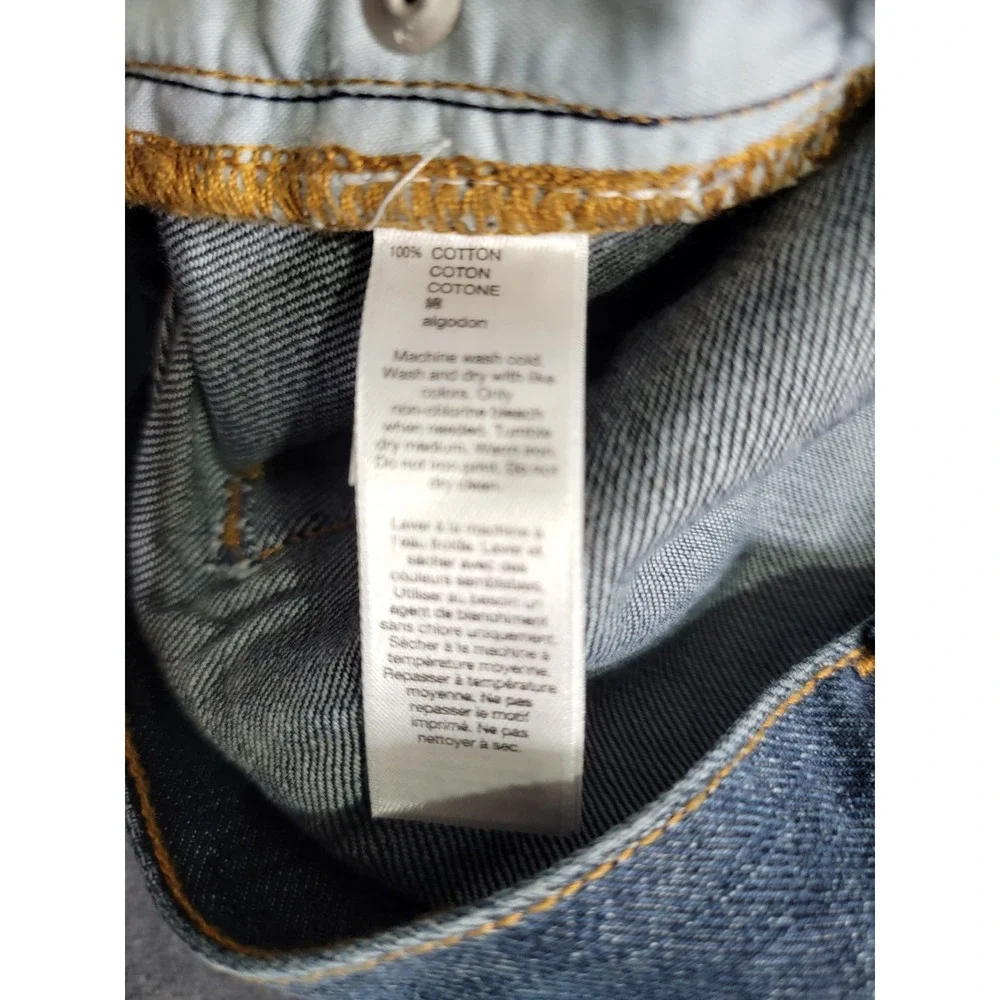 Gap Straight Fit Jeans Mens 35x32 Classic Denim Cotton Dark Indigo Distressed